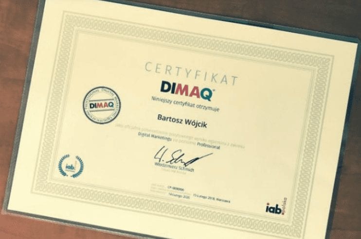 Certyfikat DIMAQ -czy warto? Bartosz Wójcik opowiada o swoich doświadczeniach